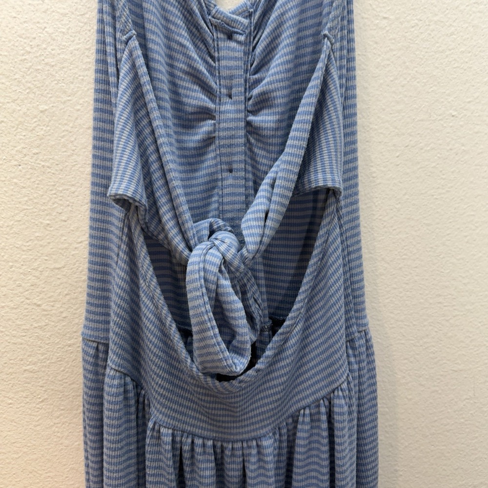 Free People Size M Nina Summer Halter Maxi Dress Coastal Boho Striped Sundress - Picture 6 of 12